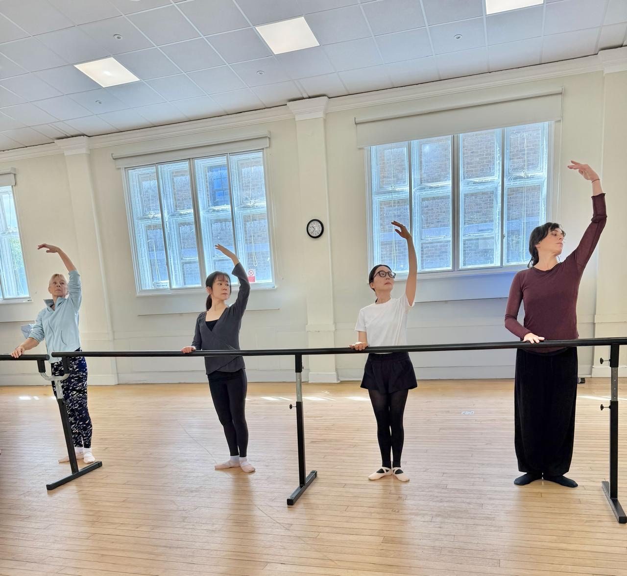 Adult ballet class at the barre at The Village School of Dance